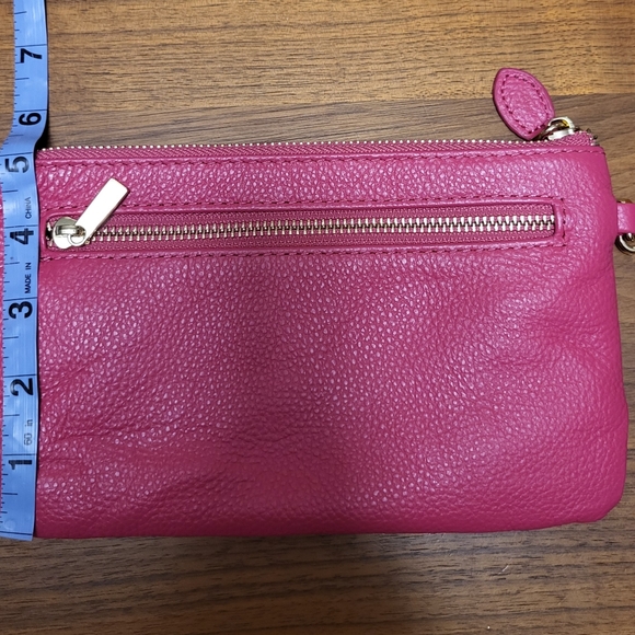 Hot Pink Pebbled Leather Wristlet - Picture 11 of 13